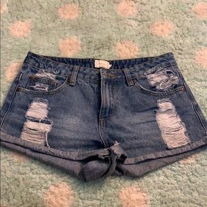 Timing size s distressed denim jean shorts